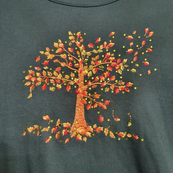 Artistic Tree Design Green Long Sleeve Shirt - Picture 3 of 3